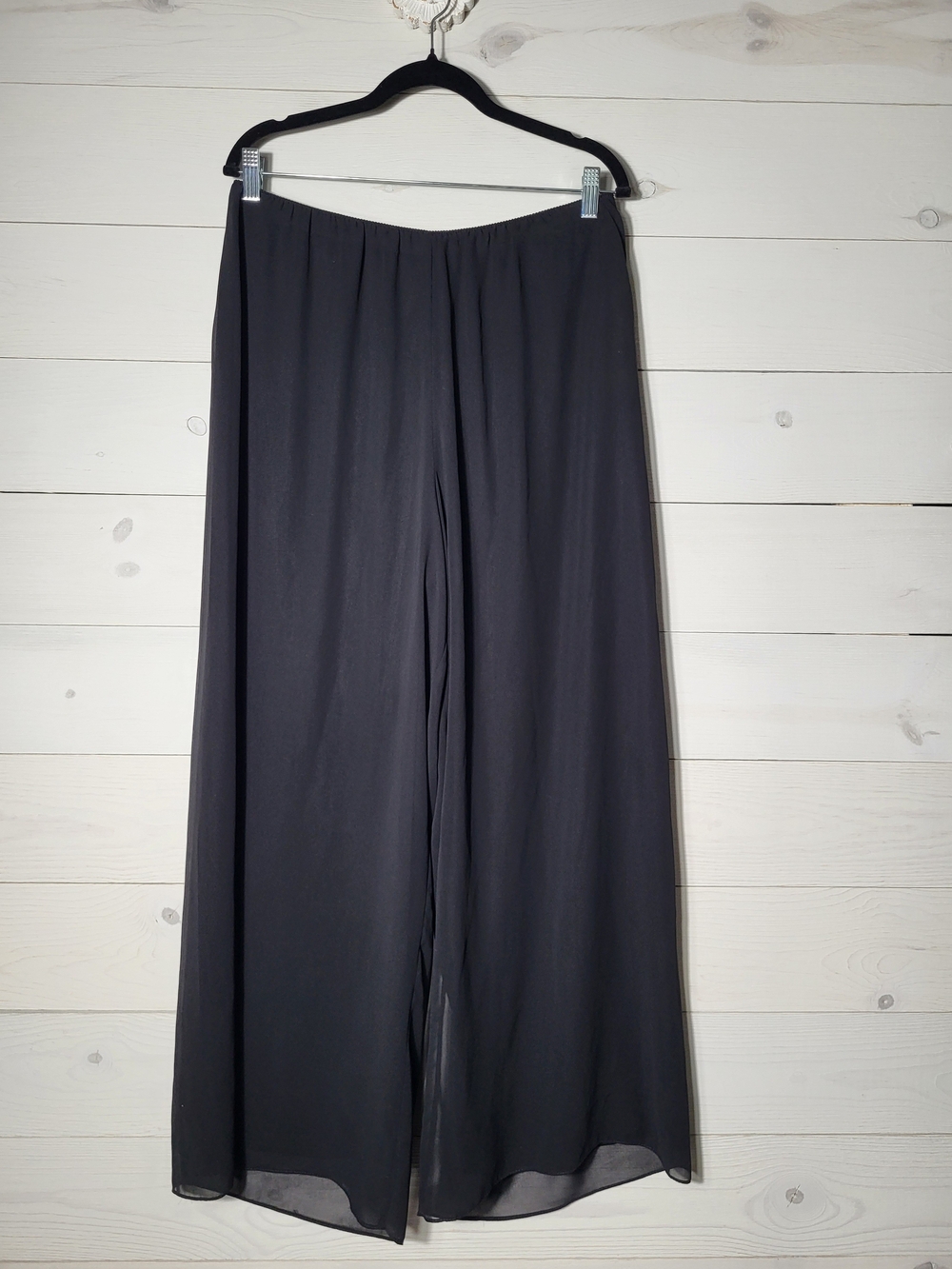 Alex Evenings Pants Chiffon Wide Leg Black Lined Flowy Dressy Plus Size.